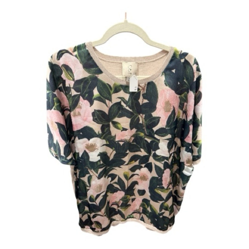Sioni Pink and Green Floral Blouse